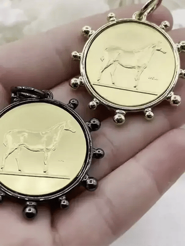 Le Monde and Horse Pendant, French Horticole De Dison, Horse Coin, French Pendant, French Coin, Gold Coin, French Coin, Fast Ship