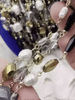 Image of Vintage Glass Pearl & Crystal Mixed Rosary Chain,  Grey and White Glass Pearls, Glass Beads, Gold, Bronze, or Gunmetal Wire, BBA Original