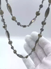 Image of Faceted Crystal AB Gold Iridescent Diamond and Flat Round Gold mixed shape Rosary, Glass Beads,Beaded Chain Bronze Pin by the Foot Fast Ship