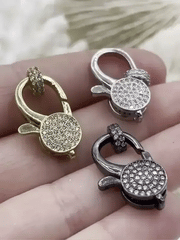 Pave CZ  Lobster Claw Clasps 3 colors 23mm x 13mm, lobster clasp,double sided , Spring Hook Clasp, Gold, Silver or Gunmetal. Fast Shipping