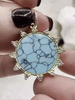 Image of Turquoise Pendant with CZ, Mother of Pearl Round Spike CZ Charm Cubic Zirconia, Brass Mother of Pearl and Howlite Pendant, 2 style Fast Ship