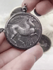 Image of Reproduction Coin Pendant 39mm, Coin Bezel, Vintage Coin, Greek Coin, 5 bezel colors. Fast Shipping