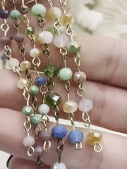 Crystal Round Mixed Rosary Faceted Glass Beads, Green, Blue, Pink Pastel Mix 6mm or 4mm 3 wire colors Gold, Matte Gold or Bronze, Fast Ship