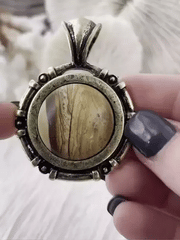 Picture Jasper Stone Pendant with Bezel, Natural Stone Cabochons, comes in a variety of patterns,3 bezel colors, Natural Stone, Fast Ship.