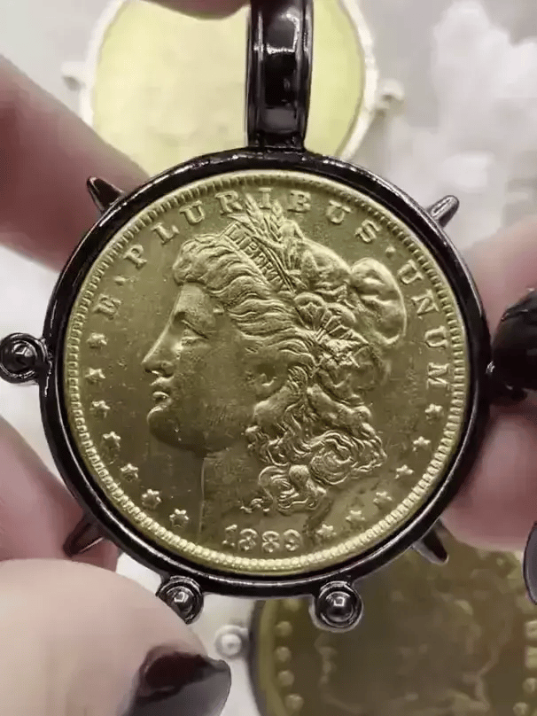 Reproduction Coin Pendant, Morgan Peace Dollar Coin Pendant, Coin Bezel, Vintage Coin Pendant, Gold Coin, 4 bezel colors. Fast Ship