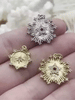 Image of Radial Five Star Charm, CZ Micro PAVE Gold Medallion, Charm, Star Charm, Star Pendant, 20mm, Brass, Gold or silver Fast Ship