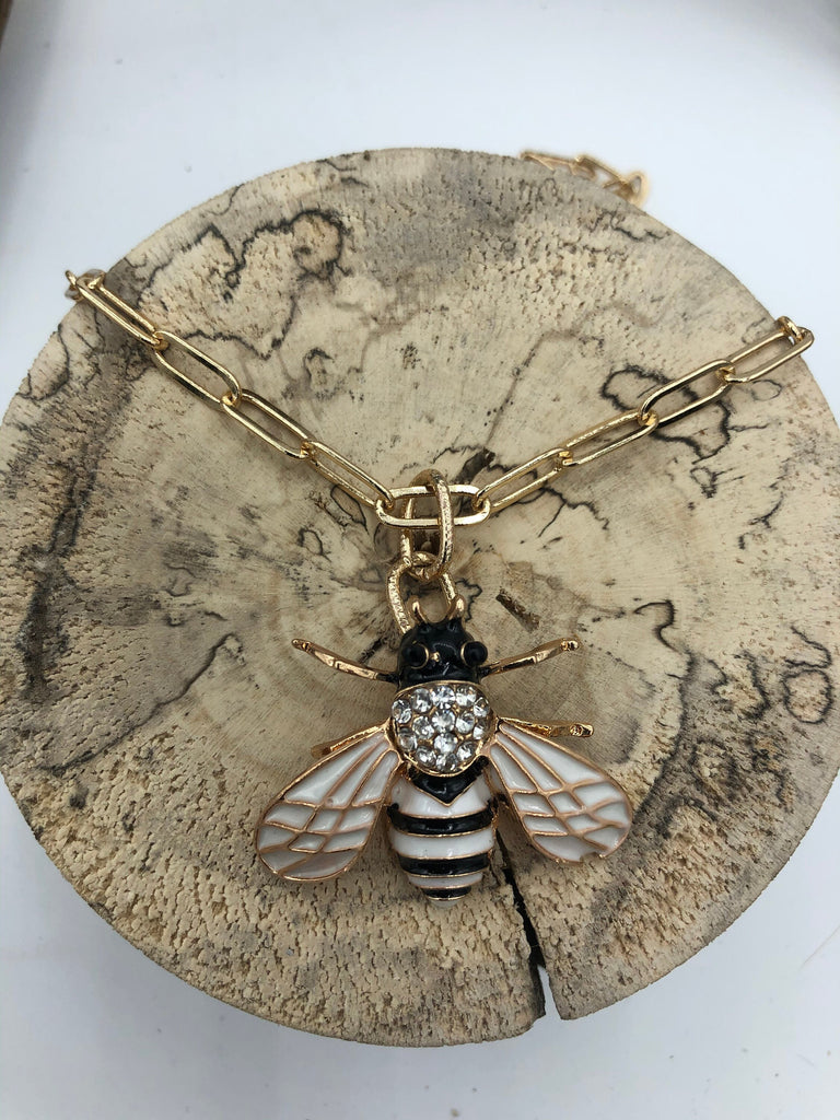 Bee Charm/Pendant, Enamel Rhinestone Pendant, Gold 32mm Pendants, Insect Pendants,Bug Pendants, 2 Styles Red/Black or Black/White Fast Ship