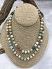 Image of Amazonite Hand Knotted Gemstone Necklace, 36" Multi Color Amazonite, 6mm & 8mm Round smooth and Matte and Polished brown string Fast ship
