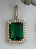 Image of Rectangle Solitaire CZ Emerald Cut Pendant Cubic Zirconia in Micro Pave Setting Large Diamond Cut Pendant 22mm x 11mm x6mm 6 color Fast Ship