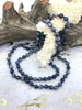 Image of Sodalite Knotted Necklace, Mala Necklace, Beaded Necklace, Hand Knotted, Hand Knotted Gemstone Necklace, 36" 8mm Polished finish. Fast ship