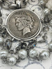 Image of Reproduction Coin Pendant, Liberty Peace Dollar Coin Pendant, Coin Bezel, Vintage Coin Pendant, Silver Coin, 3 bezel colors. Fast Ship