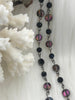 Image of Faceted Crystal AB Black and Gold Iridescent 2 size Flat Round mixed Size Rosary, Glass Beads, Beaded Chain Gun Pin by the Foot 2 styles