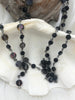 Image of Faceted Crystal AB Black and Gold Iridescent 2 size Flat Round mixed Size Rosary, Glass Beads, Beaded Chain Gun Pin by the Foot 2 styles
