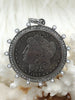 Image of Reproduction Coin Pendant, Morgan Peace Dollar Pendant, Coin Bezel, Vintage Coin Pendant, Bezel with CZ and Pearls. 3 Styles Fast Ship