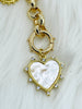 Image of Mother of Pearl Spike Heart CZ Charm, Cubic Zirconia charm, MOP Charms, Brass Mother of Pearl, 4 finishes available, Fast Ship