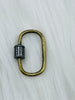 Image of Oval Carabiner lock clasp. Mixed Metals, Brass Carabiner Screw Clasp, Carabiner Screw Pendant, Screw Connector Lock. Matte Gun, Matte Gold