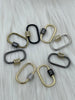Image of Oval Carabiner lock clasp. Mixed Metals, Brass Carabiner Screw Clasp, Carabiner Screw Pendant, Screw Connector Lock. Matte Gun, Matte Gold