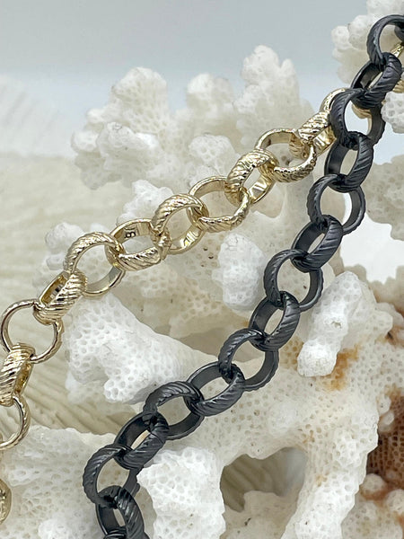 Textured Cable Rolo Chain Round sold by the foot. 8mm x 1mm. Medium Si ...
