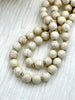 Image of WHITE HOWLITE Hand Knotted Necklace, 36" HOWLITE, 8mm Round with Cream Thread. Fast ship