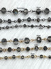 Image of Smokey Grey Crystal Rondelle Rosary Beaded Chain, 8mm and 6mm Faceted glass beads, Available with gold or gunmetal, pin 1 Meter (39 ")