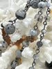 Image of Gemstone Crystal mix Rosary Picasso Jasper Square and Rondelle Crystal Beaded Chain 8mm 6mm Gunmetal or Bronze, pin 1 Meter (39 ") Fast Ship
