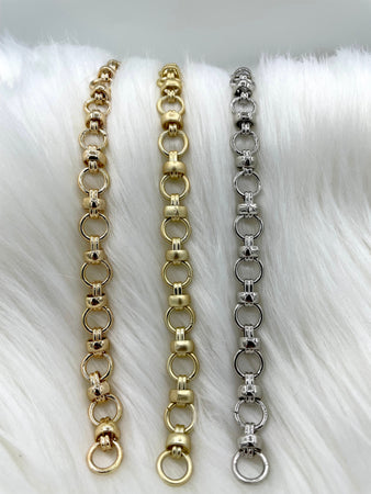 Mixed Link Cable Chain Electroplated Base Metal, Statement Chain By the foot. 10.5m big link, Matte Gold, Gold, Silver, 4 finishes Fast ship