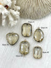 Image of Crystal Gold Soldered Pendants and charms. Rectangle, Teardrop, Heart, Rectangular connector , 4 Styles to choose from. Fast Shipping