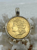 Image of Reproduction Coin Pendant, Morgan Peace Dollar Coin Pendant, Coin Bezel, Vintage Coin Pendant, Gold Coin, 2 bezel colors. Fast Ship