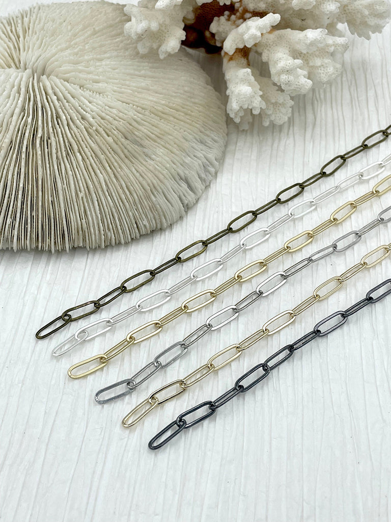 Medium Paperclip Chain Brass High Quality 7 colors Oval Rectangle Paperclip Chain Sold by the foot Electroplated Fast Ship