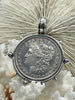 Image of Reproduction Coin Pendant, Morgan Peace Dollar Coin Pendant, Coin Bezel, Vintage Coin Pendant, Silver Coin, 3 bezel colors. Fast Ship