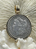 Image of Reproduction Coin Pendant, Morgan Peace Dollar Coin Pendant, Coin Bezel, Vintage Coin Pendant, Silver Coin, 3 bezel colors. Fast Ship