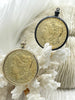 Image of Reproduction Coin Pendant 39mm, Gold Plated. Liberty Coin, Vintage Coin, 4 bezel colors. Fast Shipping