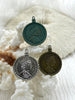 Image of Elizabeth Isle of Man Coin Replica Pendant, 28mm x 3mm Thick 3 colors Bronze, Antique Silver Verdigris, . Fast Ship