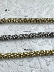 Wheat Chain, Rope Chain 6mm , Braided Wheat Chain, Chunky Rope Chain, Fancy Chunky chain, Chunky Wheat Chain sold by the foot. Fast ship