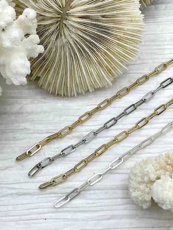 Tiny Paperclip Chain Brass High Quality Several Plating Colors Skinny Oval Rectangle Paperclip Chain Sold by the ft Electroplated Fast Ship