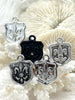Image of Fleur De Lis Shield Charms with CZ, Fleur De Lis Charm, 9 Finishes, Brass Charm, Fleur de lis Pendant, French Charm, Paris Charm, Fast Ship.