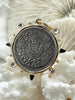 Image of French Horticole De Dison Pendant, Horse Coin Pendant, French Pendant, French Coin, Black Spike and Round CZ Accents Coin Fast Ship