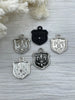 Image of Fleur De Lis Shield Charms with CZ, Fleur De Lis Charm, 9 Finishes, Brass Charm, Fleur de lis Pendant, French Charm, Paris Charm, Fast Ship.