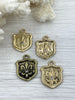 Image of Fleur De Lis Shield Charms with CZ, Fleur De Lis Charm, 9 Finishes, Brass Charm, Fleur de lis Pendant, French Charm, Paris Charm, Fast Ship.