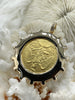 Image of Reproduction Peso Coin Pendant, Mexican Coin, Horse Pendant, Equestrian Pendant, Equestrian Coin Bezel W/Cubic Zirconia. Fast Ship