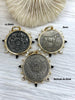 Image of French Horticole De Dison Pendant, Horse Coin Pendant, French Pendant, French Coin, Black Spike and Round CZ Accents Coin Fast Ship