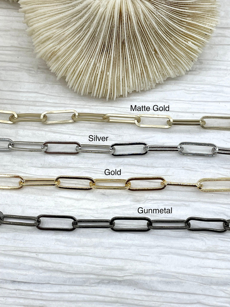 Paperclip Chain Brass High Quality 3 colors Oval Rectangle Paperclip Chain Sold by the foot Electroplated Fast Ship