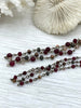 Image of Gemstone Crystal mix Rosary Faceted Red Agate w/Mixed Crystal Shapes,Crystal Beaded Chain 4mm or 6mm Beads, Bronze pin 1 Meter(39")Fast Ship