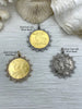 Image of Reproduction French Madagascar Medal Coin Pendant, Bezel, French coin, Art Deco Coin, Antique Coin Bezel W/Cubic Zirconia. Fast Ship