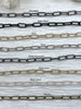 Image of Large Paperclip Chain, Brass, Long Skinny Oval Rectangle Paperclip Chain 17x7x1.5mm Sold by the foot Electroplated Unsoldered FAST SHIP