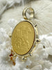 Image of French Horse Coin Pendant, Two Horses on Coin, Burnished Silver or Gold Bezel, Coin Bezel, French coin, Art Deco Coin, Gold Coin. Fast Ship