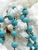 Image of Turquoise Howlite Rosary Chain, Bronze wire links, 6mm or 8mm round stone beaded chain 1 Meter (39 inches) Fast Ship