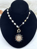 Image of Vintage Glass Pearl & Crystal Mixed Rosary Chain, Grey and White Glass Pearls, Glass Beads, Gold Wire, BBA Original