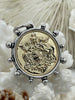 Image of French Coin Pendant, French Angel Life Insurance Replica Coin, Gold Coin, Burnished Silver bezel, French Art Deco Coin, Fast Ship
