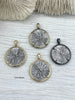 Image of Ancient Greek Reproduction Bee Coin Pendant, Compass Coin, Thistle Coin with bezel. Bee, Compass Pendant, 3 Bezels colors 28mm Fast Ship